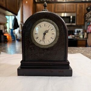 Dark Brown Ornate Mantel Clock - Classic Home Wall Decor